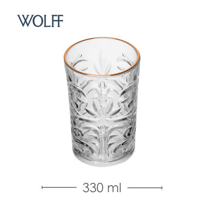 Copo Alto Arabesco com Fio de Ouro 330ml Cristal Ecológico - Wolff