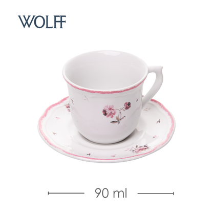 Xícara Café Florescer 90ml Rosa Cerâmica - Wolff