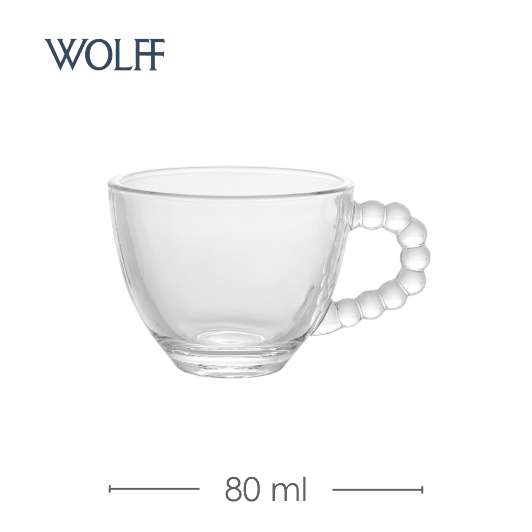 Conjunto 4 Xícaras de Café de Cristal sem Pires Pearl 80ml - Wolff