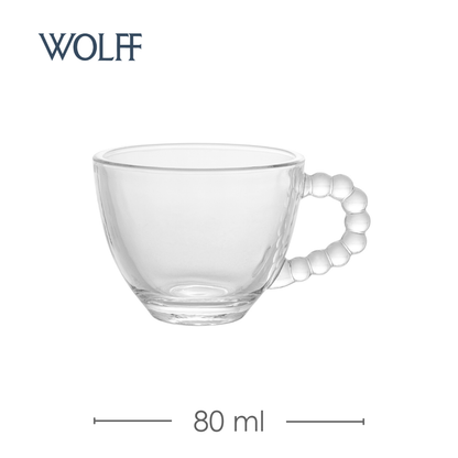 Conjunto 4 Xícaras de Café de Cristal sem Pires Pearl 80ml - Wolff