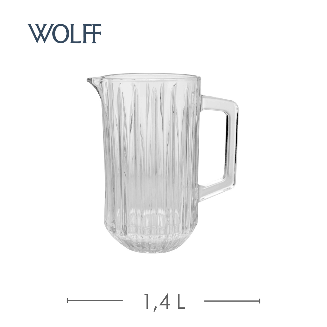 Conjunto 7 Peças Jarra com 6 Copos de Cristal Ecológico Bangkok 1,45L/300ml - Wolff
