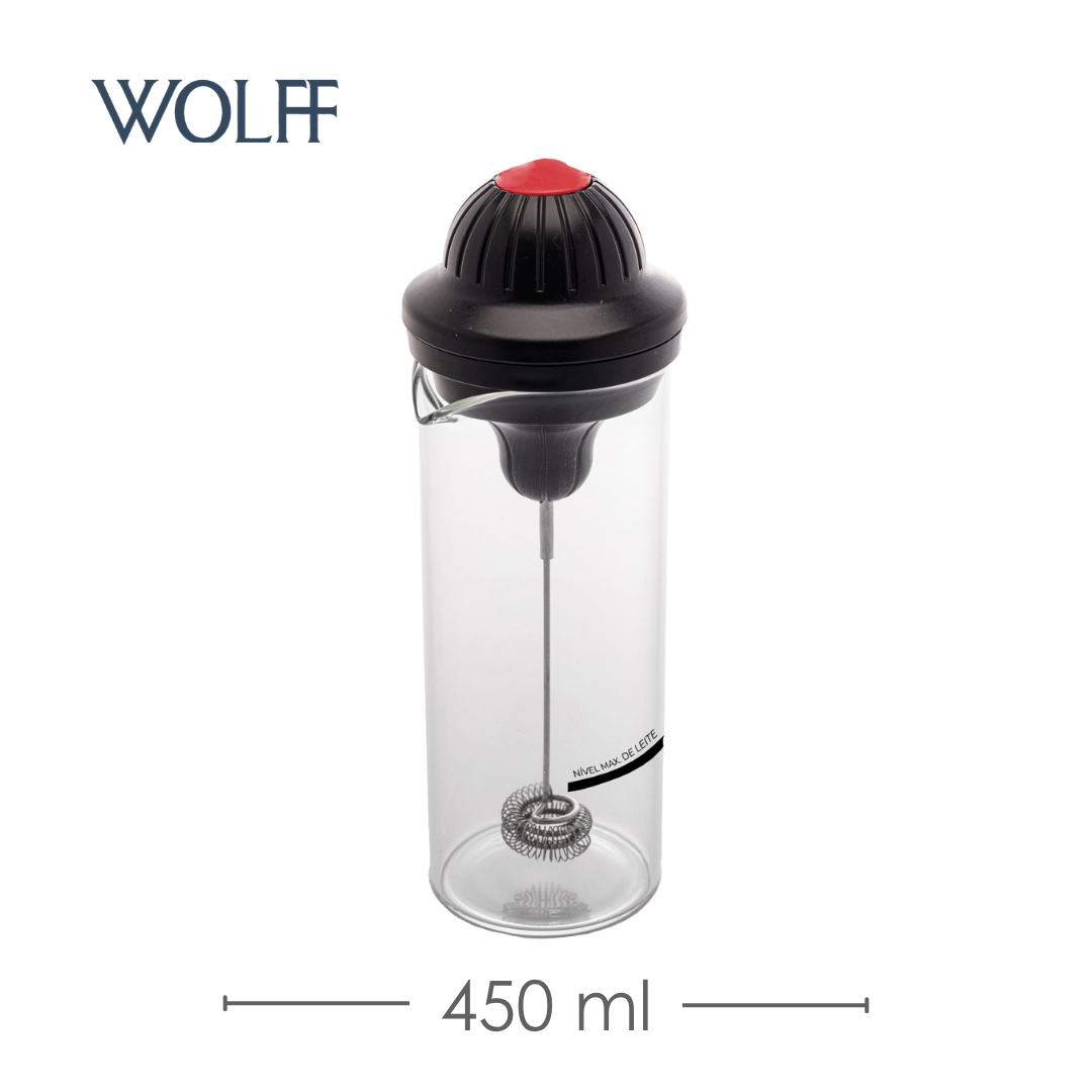 Mixer Multiuso com Copo de Vidro Borossilicato Preto 450ml - Wolff