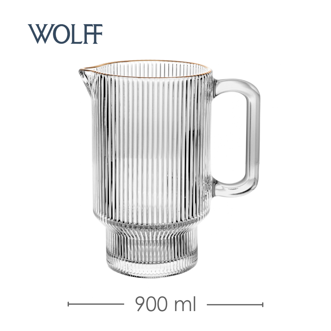 Jarra Wolff Lines com Fio de Ouro 900ml Cristal Ecológico - Wolff