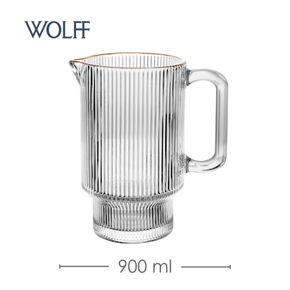 Jarra Wolff Lines com Fio de Ouro 900ml Cristal Ecológico - Wolff