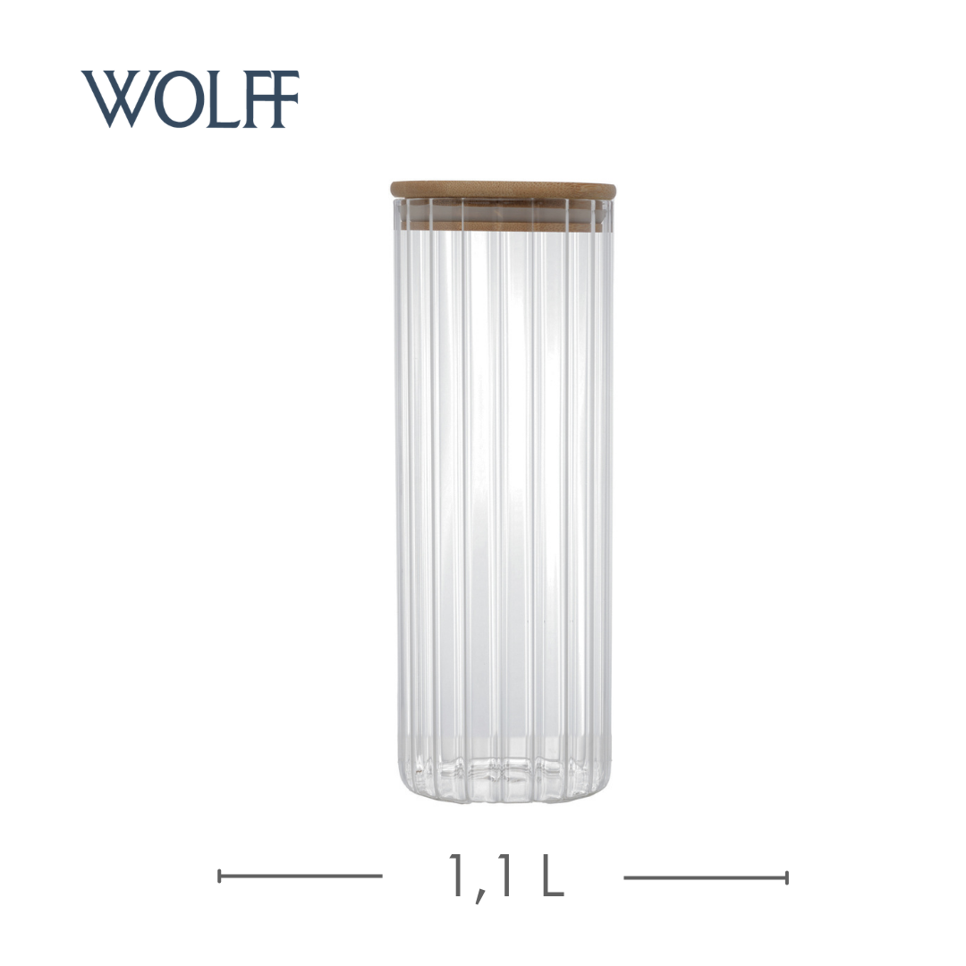 Porta Mantimento de Vidro Borossilicato com Tampa de Bambu 1,1L - Wolff