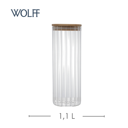 Porta Mantimento de Vidro Borossilicato com Tampa de Bambu 1,1L - Wolff