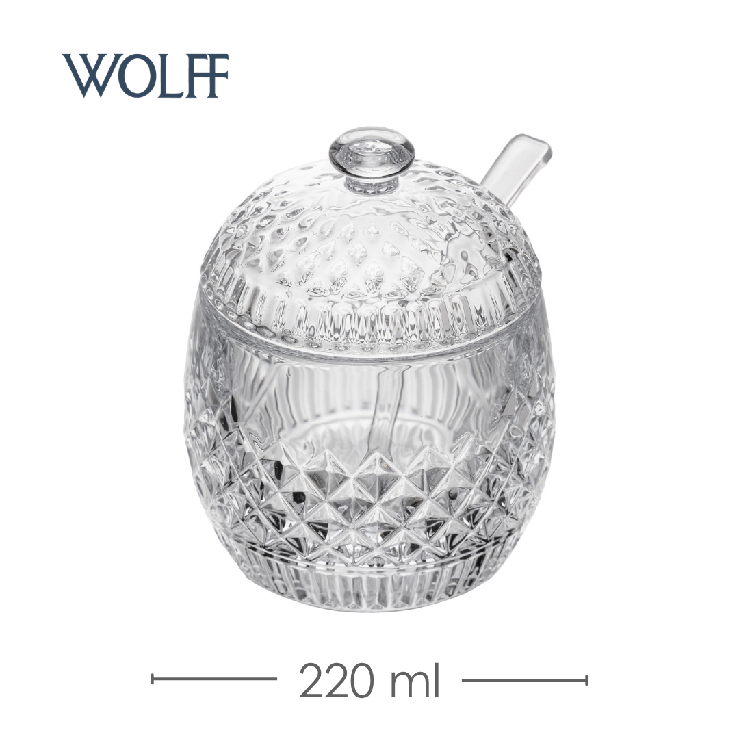 Açucareiro com Colher Pixel 7,5cm x 7,5cm x 11cm Cristal - Wolff