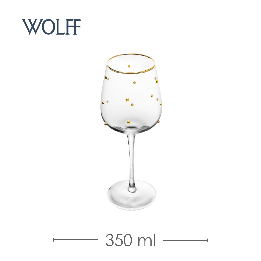 Conjunto 2 Taças de Vinho Balls Fio de Ouro 350ml Vidro - Wolff