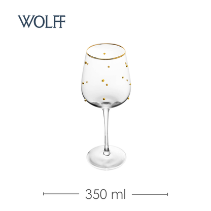 Conjunto 2 Taças de Vinho Balls Fio de Ouro 350ml Vidro - Wolff