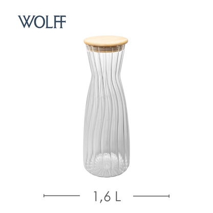 Garrafa de Vidro Borossilicato com Tampa de Bambu 1,6L - Wolff