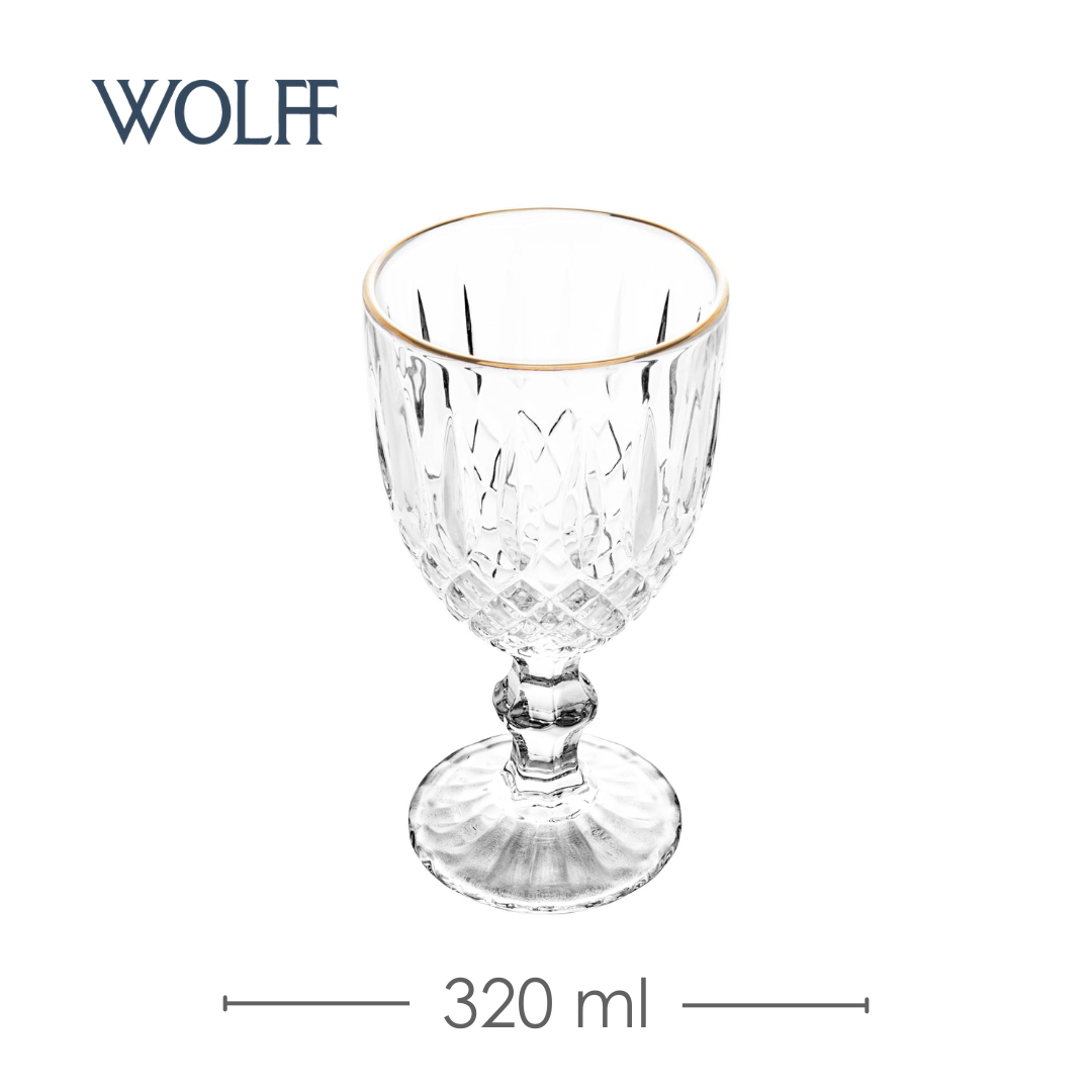 Taça Água Greek Fio de Ouro 320ml Vidro – Wolff