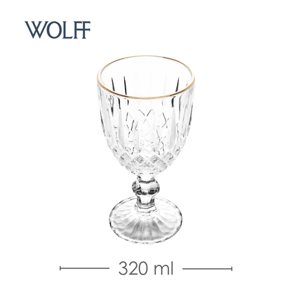 Taça Água Greek Fio de Ouro 320ml Vidro – Wolff