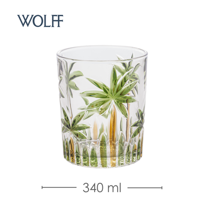 Copo Baixo Palm Tree Handpaint 340ml Cristal Ecológico - Wolff
