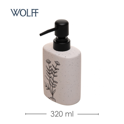 Porta Sabonete Líquido com Pump Preto Jardin Blanc 330ml Branco Cerâmica - Wolff