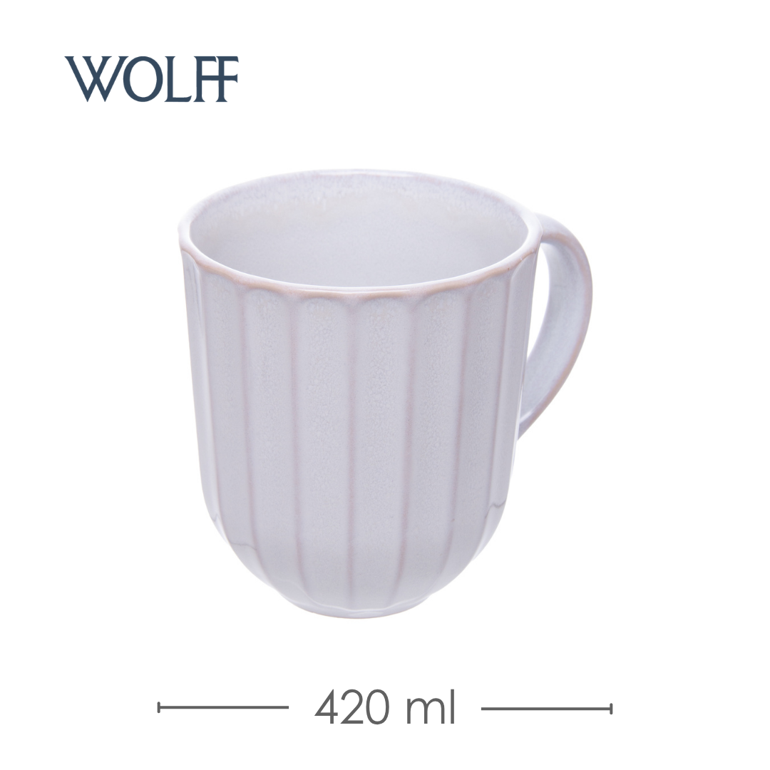Caneca Scallop 420ml Creme Cerâmica - Wolff