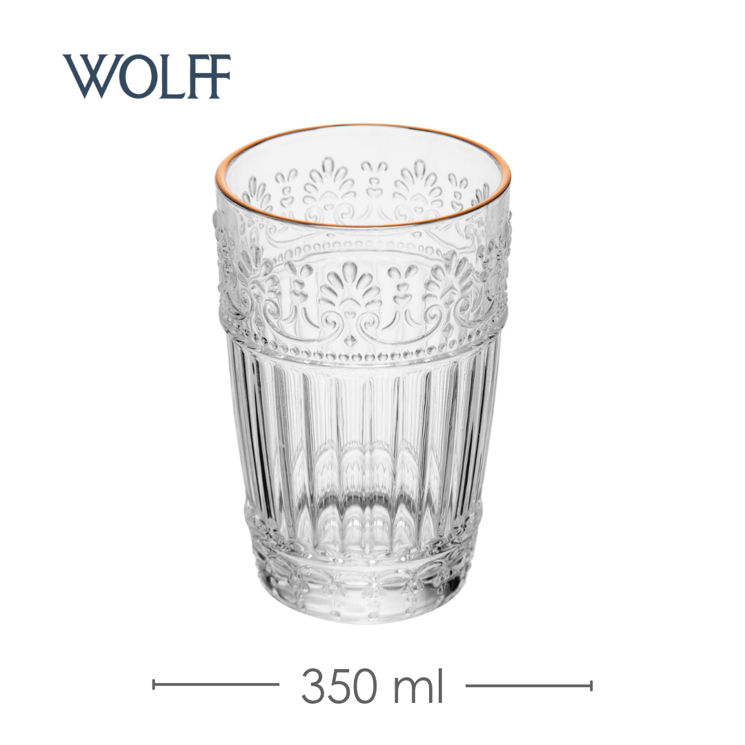 Conjunto 6 Copos Mauve Fio de Ouro 350ml Cristal Ecológico – Wolff