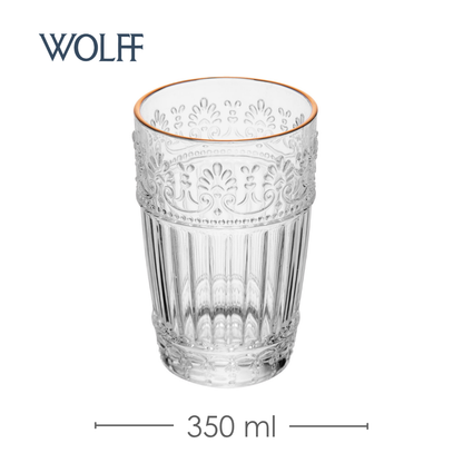 Conjunto 6 Copos Mauve Fio de Ouro 350ml Cristal Ecológico – Wolff
