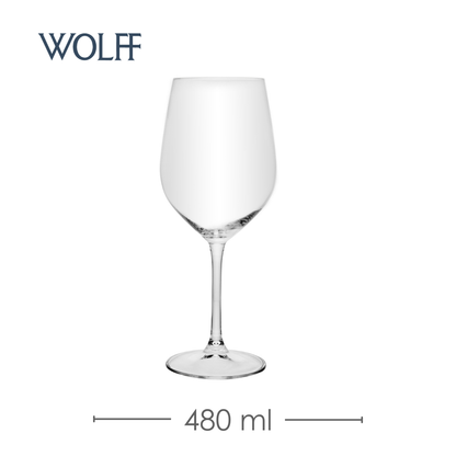 Jogo 6 Taças de Vinho Crex 480ml Cristal Ecológico Bohemia - Wolff