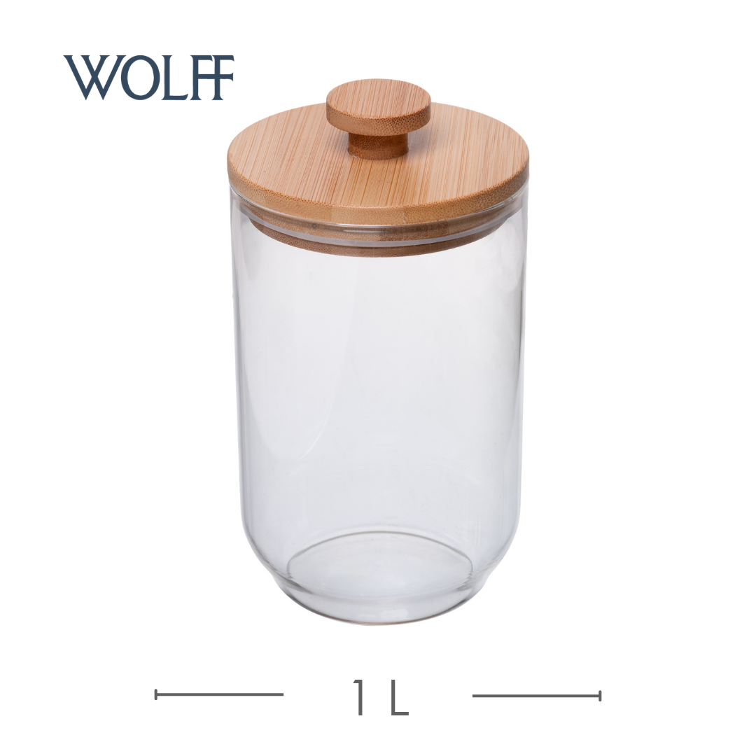 Porta Mantimento com Tampa de Bambu Ekoa 1L Vidro Borossilicato - Wolff