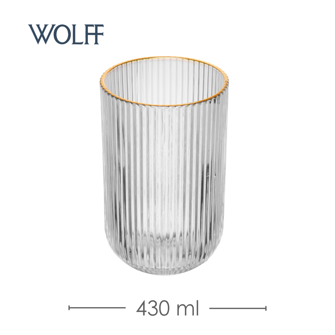 Copo Alto Lines com Fio de Ouro 430ml Vidro - Wolff