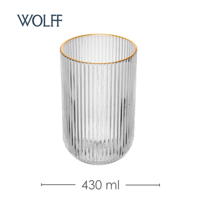 Copo Alto Lines com Fio de Ouro 430ml Vidro - Wolff