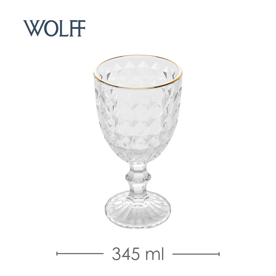 Taça Água Roman Fio de Ouro 345ml Vidro – Wolff