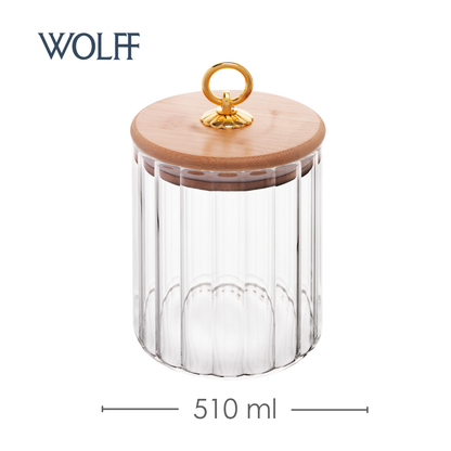 Porta Mantimento de Vidro Borossilicato com Tampa de Bambu Classic 510ml - Wolff