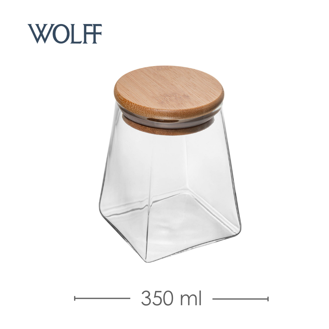 Porta Mantimento de Vidro Borossilicato com Tampa de Bambu 350ml - Wolff