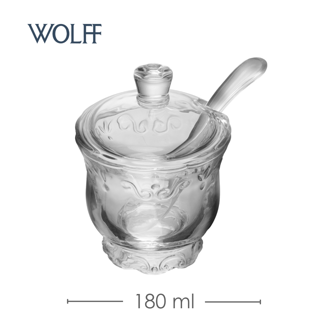 Açucareiro com Tampa e Colher Serena 180ml Cristal - Wolff