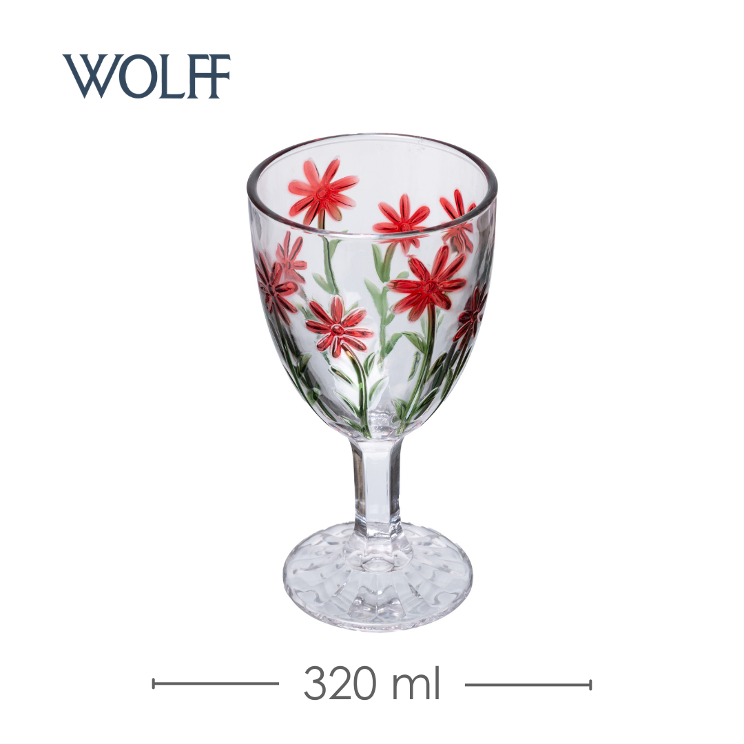 Conjunto Jarra com 6 Taças de Água Red Flower 1,3L/320ml Cristal Ecológico - Wolff