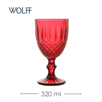 Taça Água Greek 320ml Vermelha Vidro – Wolff