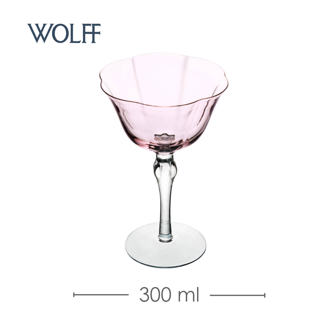 Conjunto 2 Taças Coupe Lily 300ml Rosa e Cinza Vidro - Wolff