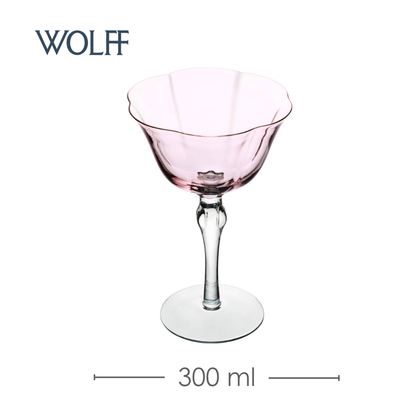 Conjunto 2 Taças Coupe Lily 300ml Rosa e Cinza Vidro - Wolff