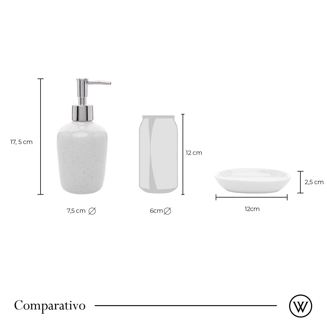 Conjunto 2 Peças para Banheiro de Cerâmica Dots Branco - Wolff