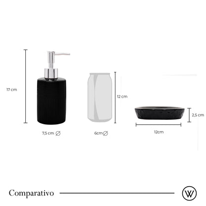 Conjunto 2 Peças para Banheiro de Cerâmica Clover Preto - Wolff