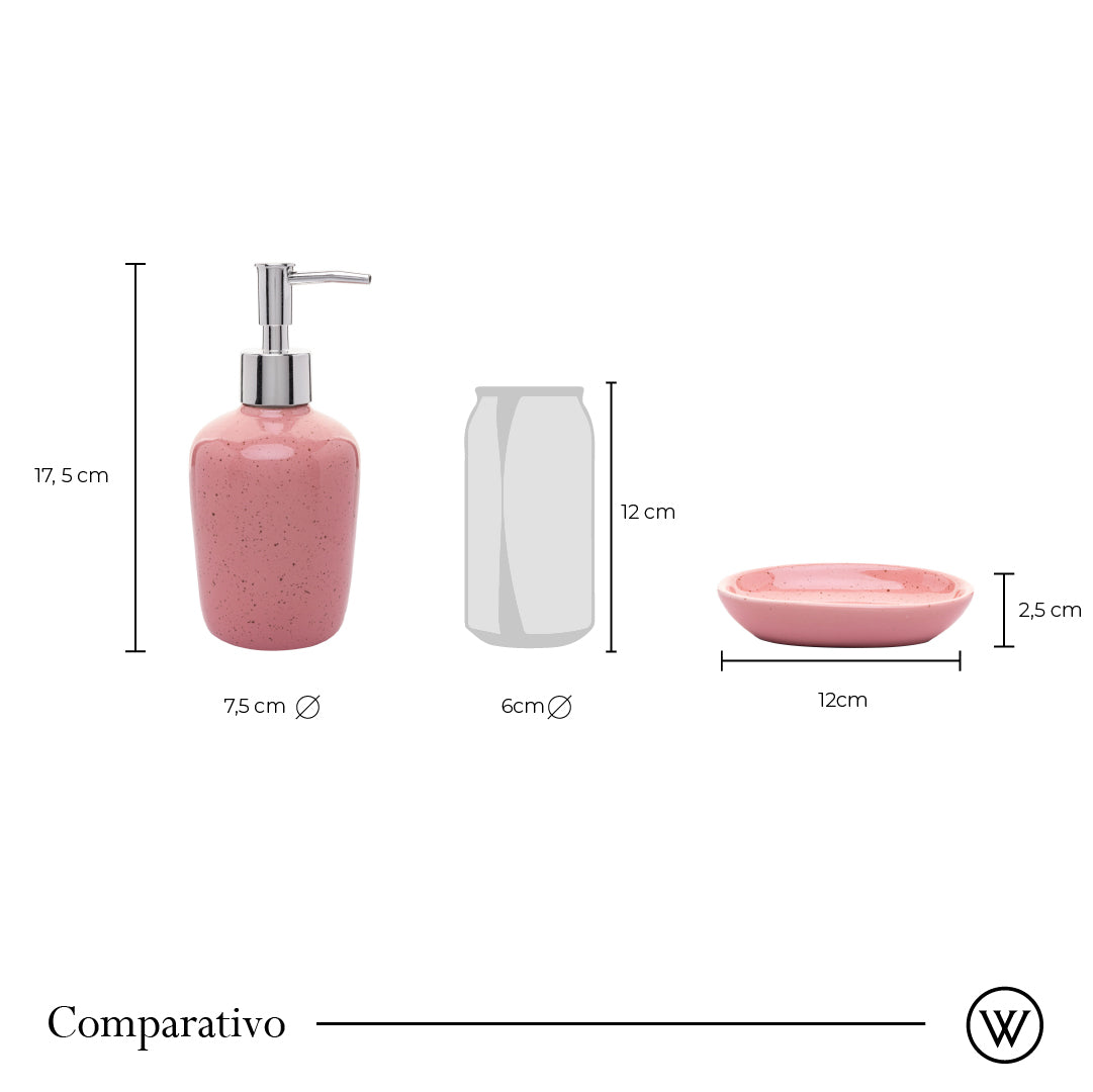 Conjunto 2 Peças para Banheiro de Cerâmica Dots Rosa - Wolff