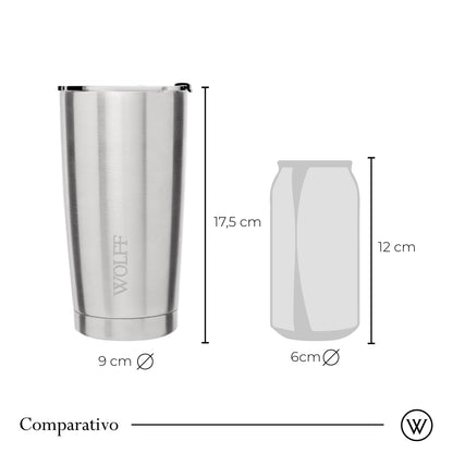 Copo Térmico de Aço Inox Parede Dupla com Tampa 600ml - Wolff