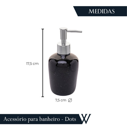Conjunto 2 Peças para Banheiro de Cerâmica Dots Preto - Wolff