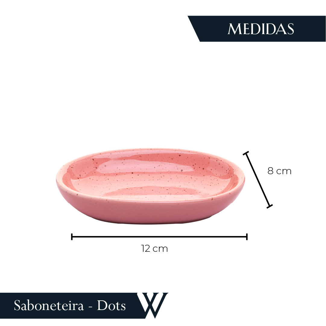Conjunto 2 Peças para Banheiro de Cerâmica Dots Rosa - Wolff