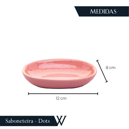 Conjunto 2 Peças para Banheiro de Cerâmica Dots Rosa - Wolff