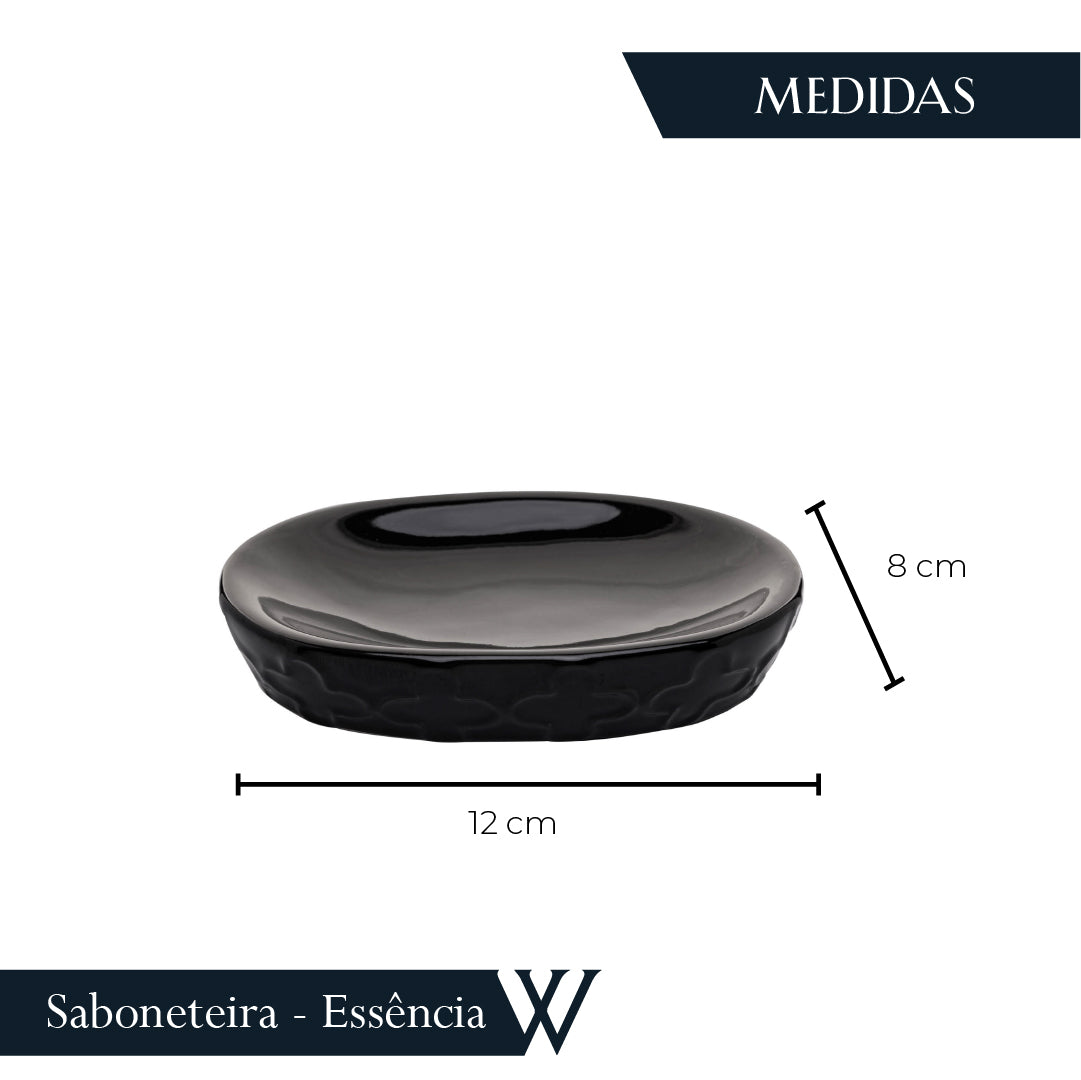 Conjunto 2 Peças para Banheiro de Cerâmica Clover Preto - Wolff
