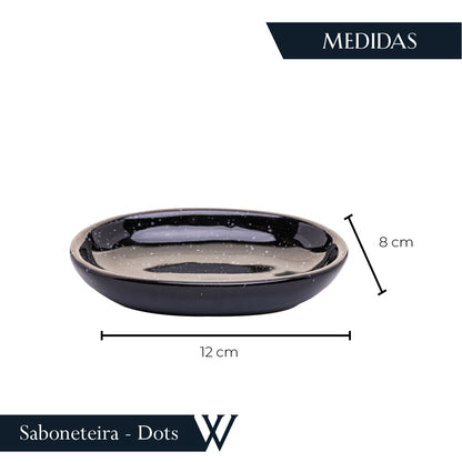 Conjunto 2 Peças para Banheiro de Cerâmica Dots Preto - Wolff