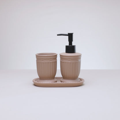 Conjunto 3 Peças para Banheiro Greece 200ml Terracota Cerâmica - Lyor