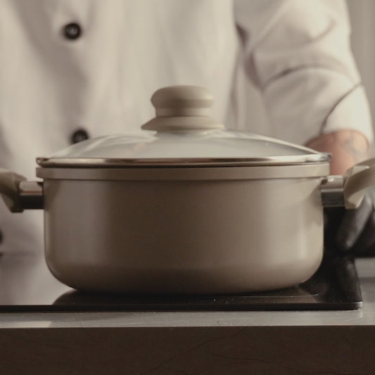 Conjunto 5 Panelas de Indução Granito Chef Taupe Alumínio com Revestimento Cerâmico - Lyor