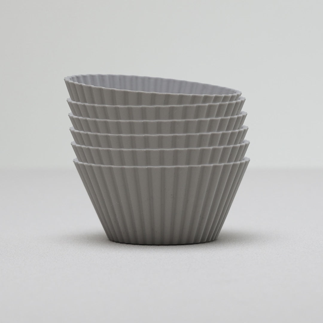 Conjunto 6 Formas Redondas para Cupcake 7cm x 3cm Cinza Silicone - Lyor