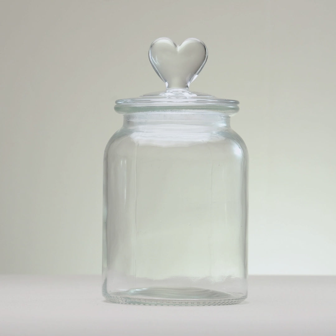 Pote com Tampa Coração 11cm x 11cm x 20cm Vidro - Lyor