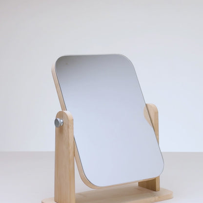 Espelho Giratório com Suporte para Mesa 18cm x 8cm x 21cm Bambu - Lyor