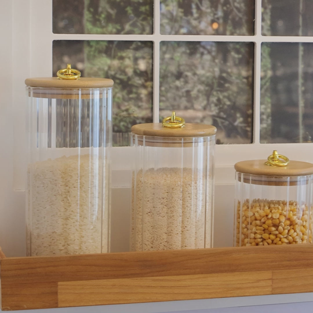 Porta Mantimento de Vidro Borossilicato com Tampa de Bambu Classic 800ml - Wolff
