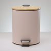 Lixeira Redonda com Tampa em Bambu e Pedal 5L Bege Aço Inox - Lyor
