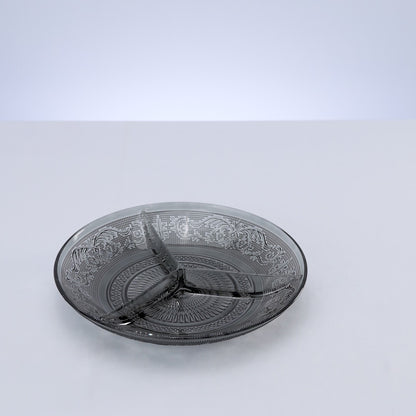 Petisqueira de Vidro com 3 Divisórias Angel Fumê 21,5cm - Lyor